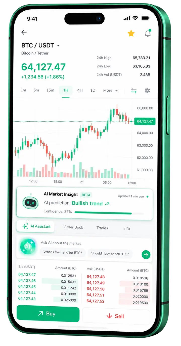 Pantalla móvil de trading en Immediate Edge